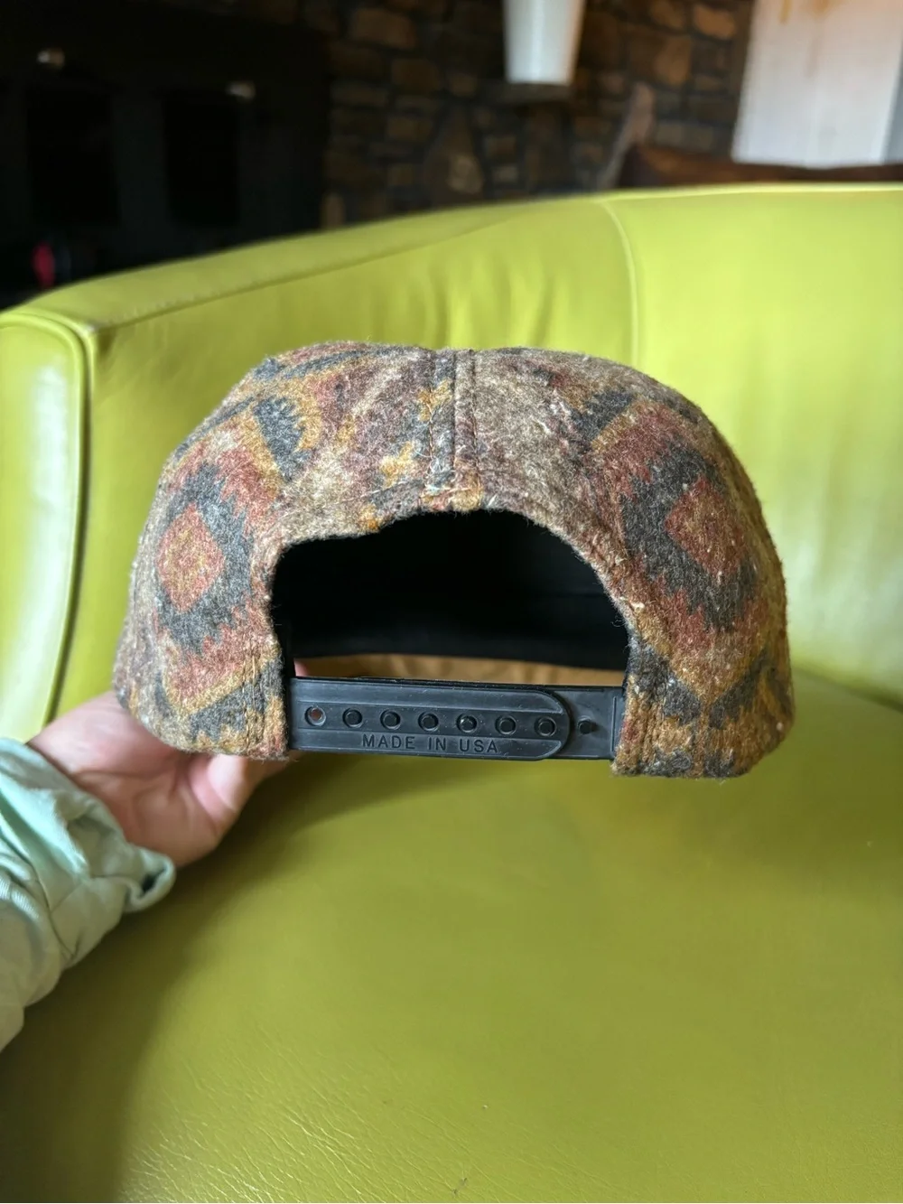 Vintage Carhartt Aztec Wool Snapback Hat Brown Duck Canvas Brim USA Made